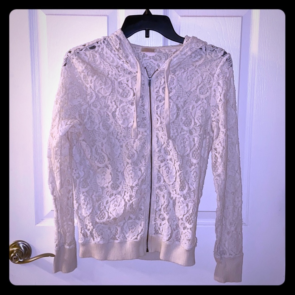 *3/$18* White-light cream Lace Hoodie